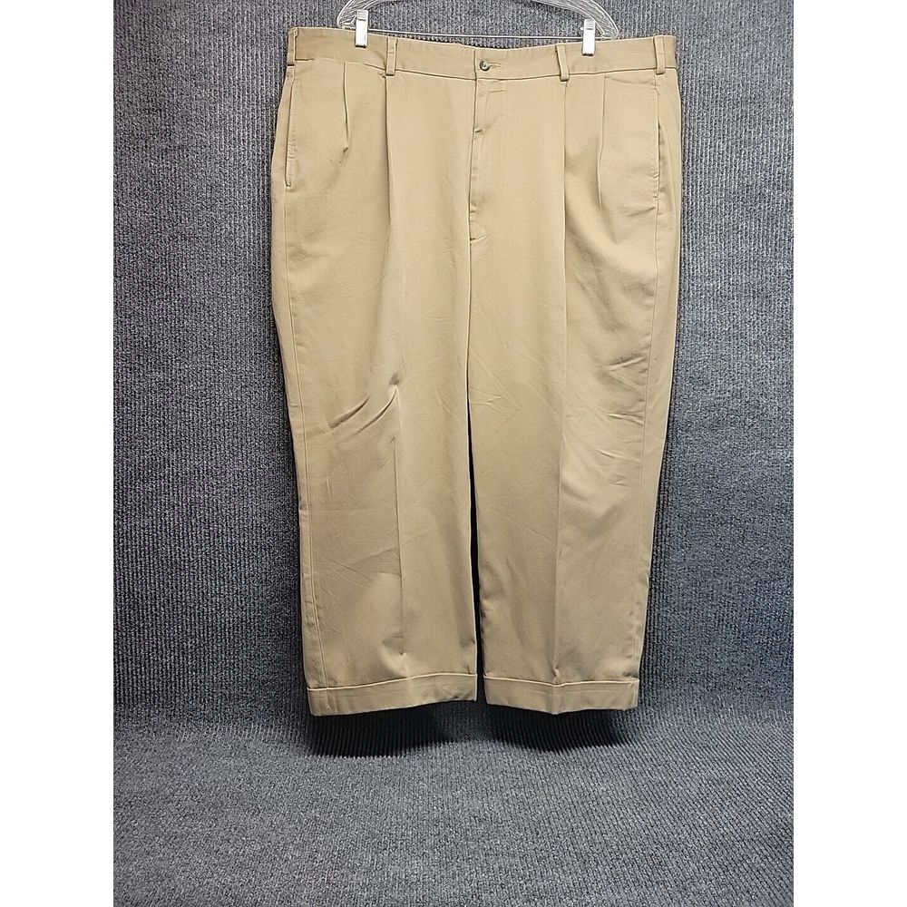 Charleston Khakis‎ Boyd Thomas Mens 46R Tan Pleated Cuffed Chino Pants Trousers